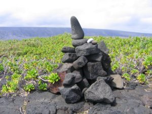 Lava stone cairn to mark the trail